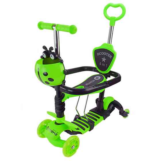 Самокат детский 3-х колесный Scooter Children's SC2501(Green) 3в1 светящиеся колеса, зеленый Винница