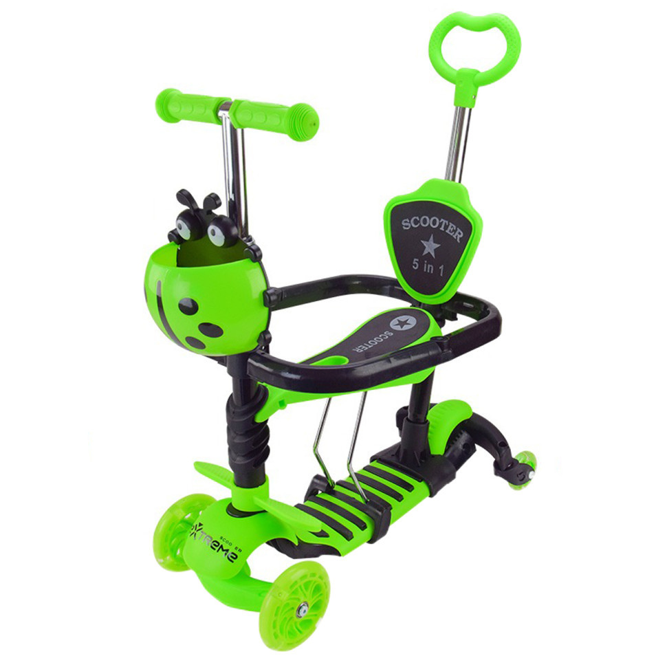 Самокат детский 3-х колесный Scooter Children's SC2501(Green) 3в1 светящиеся колеса, зеленый Винница - изображение 1
