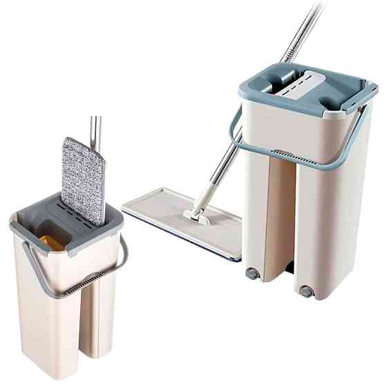 Швабра лентяйка с отжимом 3,5л + 2 наасадки, Scratch Cleaning Mop / Комплект швабра с ведром / Самоотжимающая швабра Киев