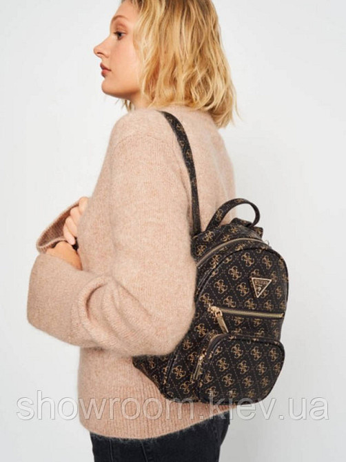 Жіночий брендовий рюкзак Guess (4592) коричневий Київ - фото 5