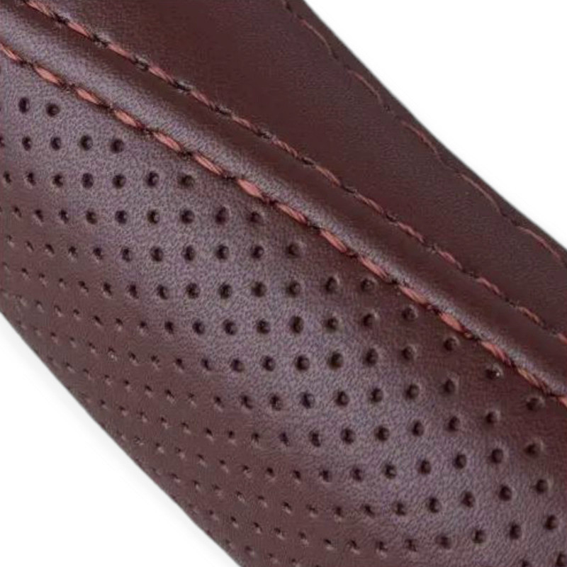 Чехол m кожа (37 - 39 см) коричневый перфор. вставка, один шов, белая основа руля Мукачево - изображение 2