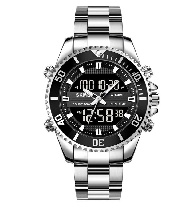 Мужские наручные часы Skmei 1850 (Серебристые с черным циферблатом) Винница - изображение 1