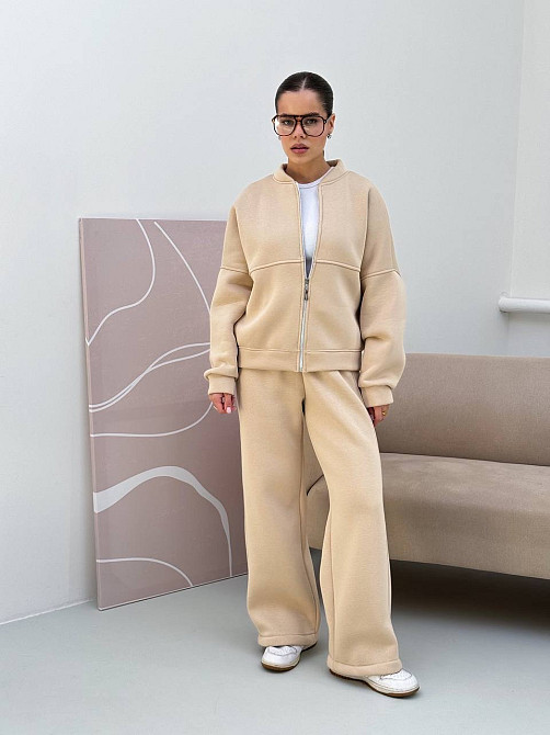 Жіночий костюм-двійка з широкими штанами Молочний 42/46 Харків - фото 8