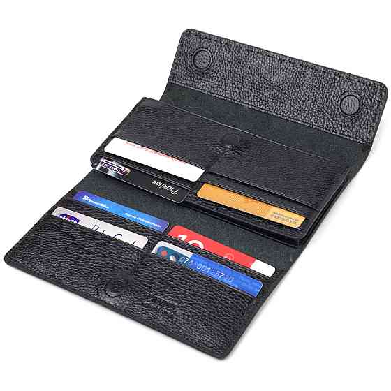 Функціональний жіночий гаманець з натуральної шкіри CANPELLINI 21662 Чорний Київ