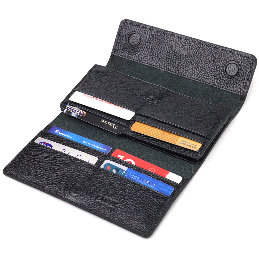 Функціональний жіночий гаманець з натуральної шкіри CANPELLINI 21662 Чорний Київ - фото 5