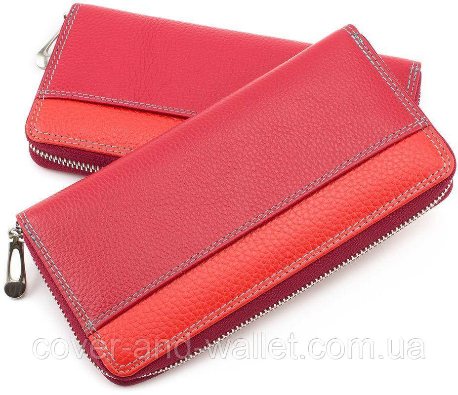 Жіночий шкіряний гаманець клатч на блискавці червоного кольору ST sb 71 Київ - фото 4