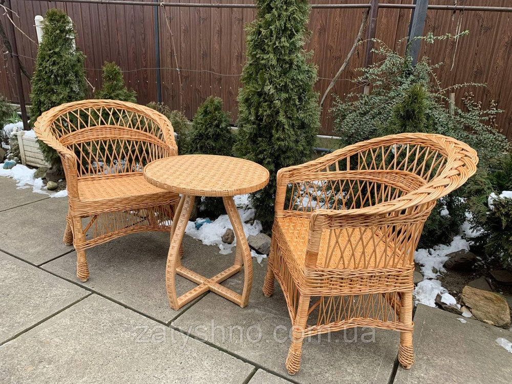 Меблі плетені з круглим столом натурального кольору Київ - фото 2