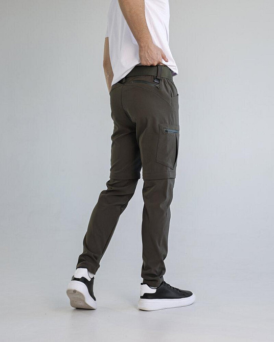 Повсякденні штани-шорти чоловічі хакі. Штани-карго для чоловіків хакі Pobedov Transformer 2.0 Київ - фото 6