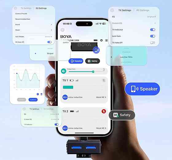 Мікрофон подвійний бездротовий з ШІ у кейсі для телефону/камери Type-C Lightning Boya BOYALINK 3-01 SBR Київ