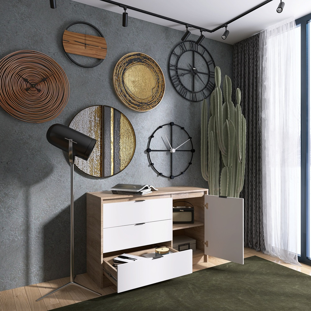 Комод с дверью и 3-мя ящиками Эверест Сити-1150 115,2х38х74,6 Дуб сонома/Белый (DTM-071100) Львов - изображение 4