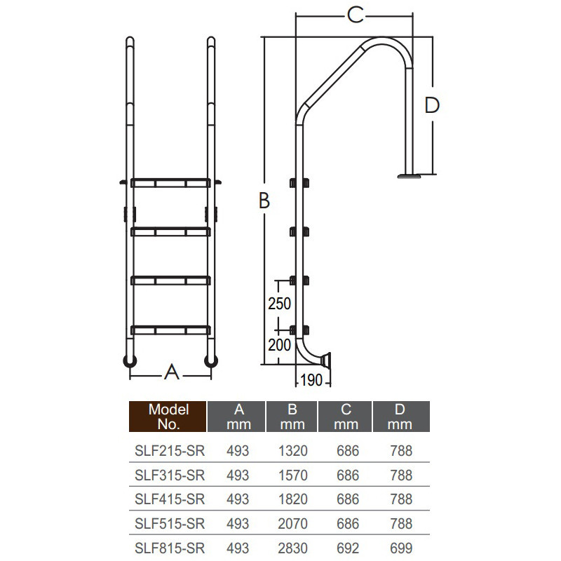 Лестница для бассейна Emaux Standard SLF415-SR (4 ступени). AISI-304 Киев - изображение 2