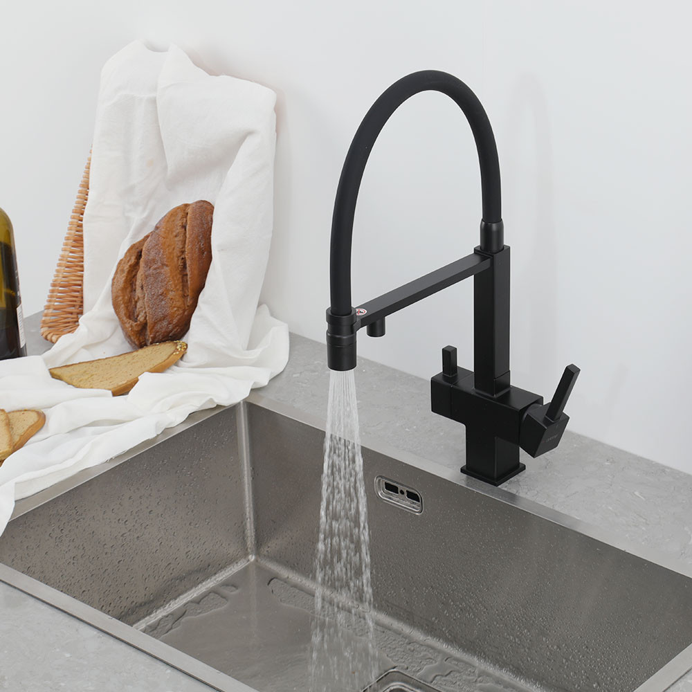 Смеситель для кухни с подключением к фильтру GAPPO G4395-56 с гибким изливом, черный Киев - изображение 2