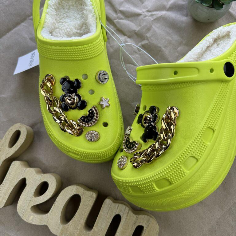 Крокси салатовий медичні сабо з дірками на хутрі "Like Crocs" джибітси 37-38 Одеса - фото 2