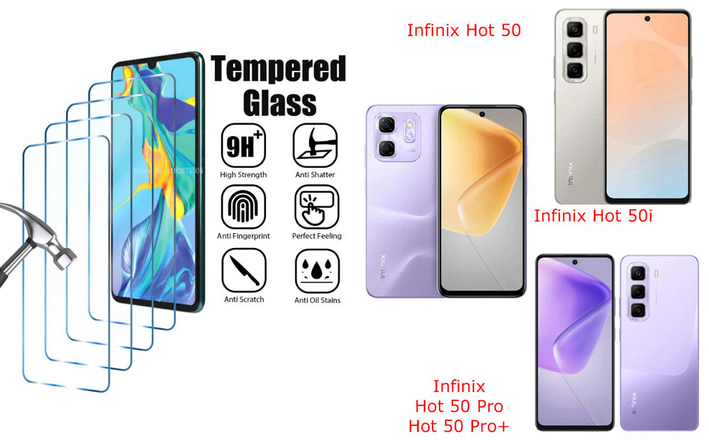 Защитное стекло ArmorGlass для Infinix Hot 50, Hot 50i, Hot 50 Pro, Hot 50 Pro+ – устойчивое к царапинам и Киев - изображение 1