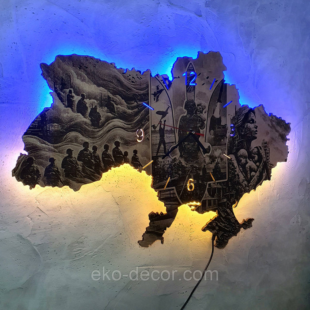 Дерев'яний настінний годинник з підсвіткою " Захисник" Київ - фото 7