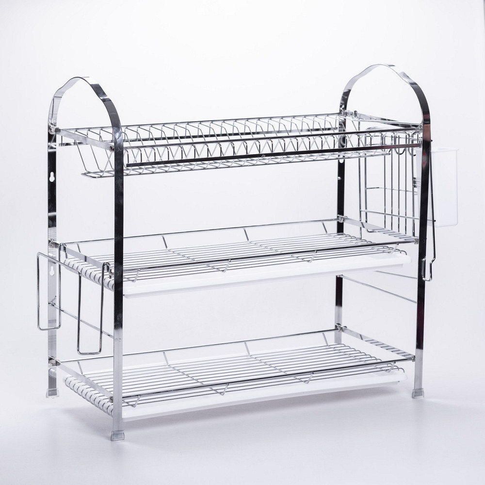 Yiwu Сушарка кухонна з хромованої сталі трирівнева з піддонами і тримачами HP-46-12 Коломыя - изображение 4