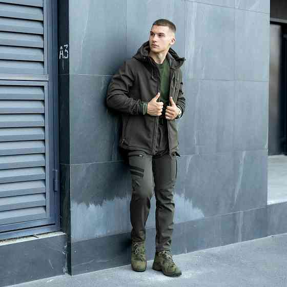 Куртка чоловіча демісезонна з капюшоном хакі Pobedov Matrix Київ