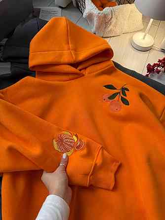 Женская стильная теплая худи с вышивкой турецкая трехнить на флисе пенье Одесса