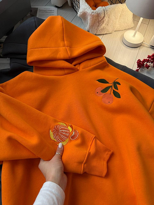 Женская стильная теплая худи с вышивкой турецкая трехнить на флисе пенье Одесса - изображение 1