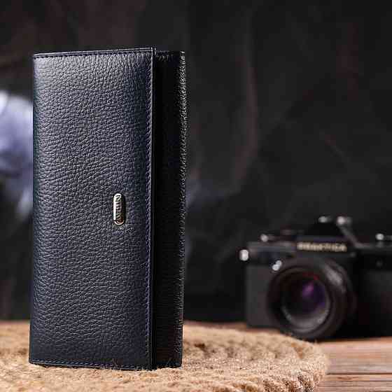 Практичний жіночий гаманець із натуральної зернистої шкіри CANPELLINI 21659 Синій Київ