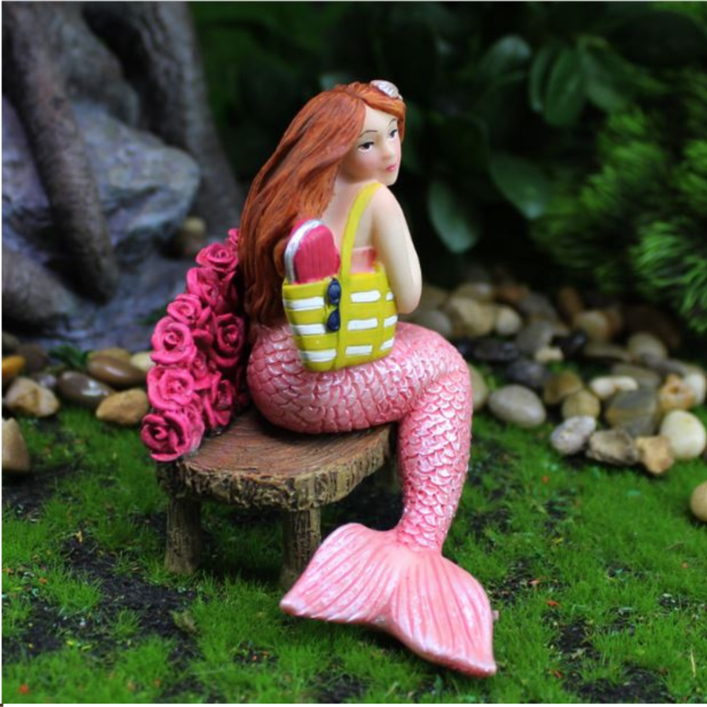 Фигурка Русалка на цветочной скамейке 9 х 8 см для сада, мини-сада, флорариума, Полистоун Одесса - изображение 3