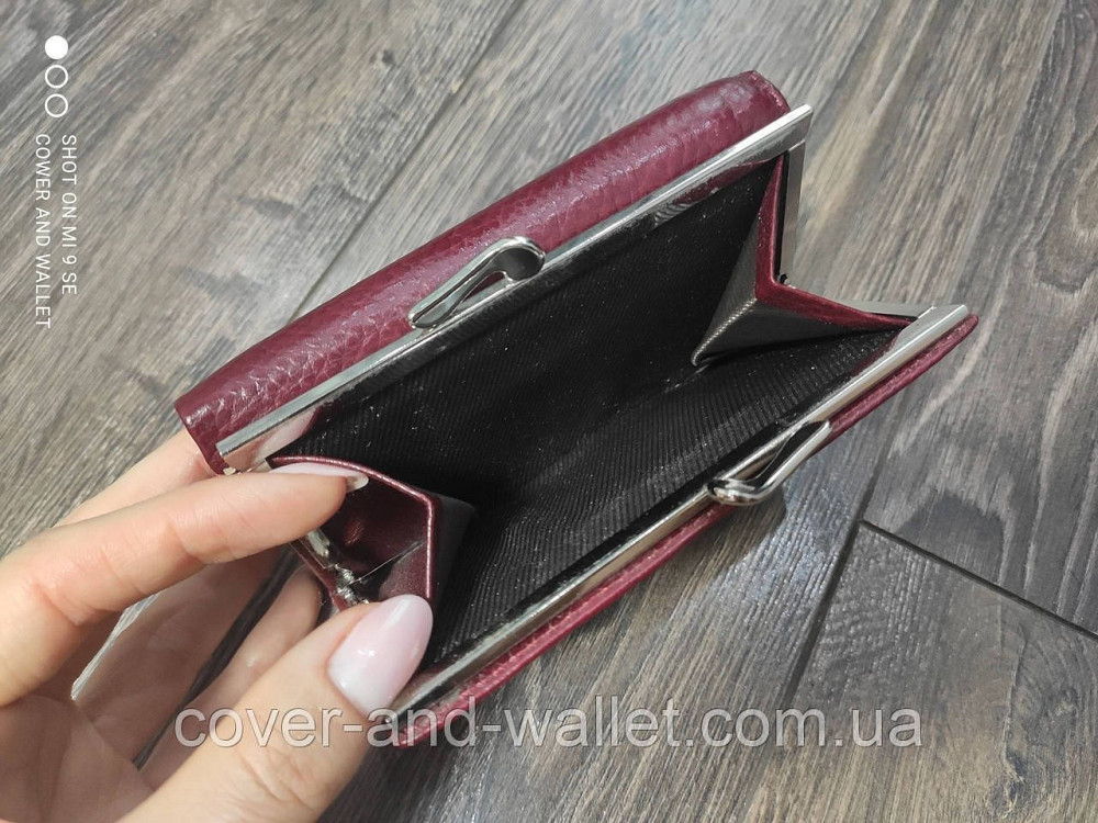 Компактний жіночий гаманець бордового кольору із натуральної шкіри ST 617-1 Київ - фото 2