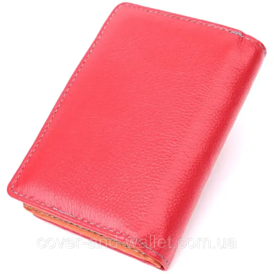 Женский кошелек красного цвета среднего размера с магнитной застежкой ST Leather Киев