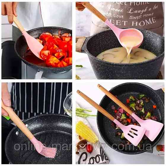 Набір кухонного приладдя, 19 предметів Kitchen Set, Рожевий / Набір приладів для кухні / Набір для кухні Київ