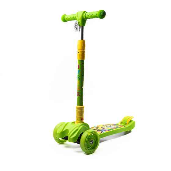 Самокат детский трехколесный складной iTrike Maxi JR 3-060-11-GR с подсветкой колес Салатовый Каменец-Подольский