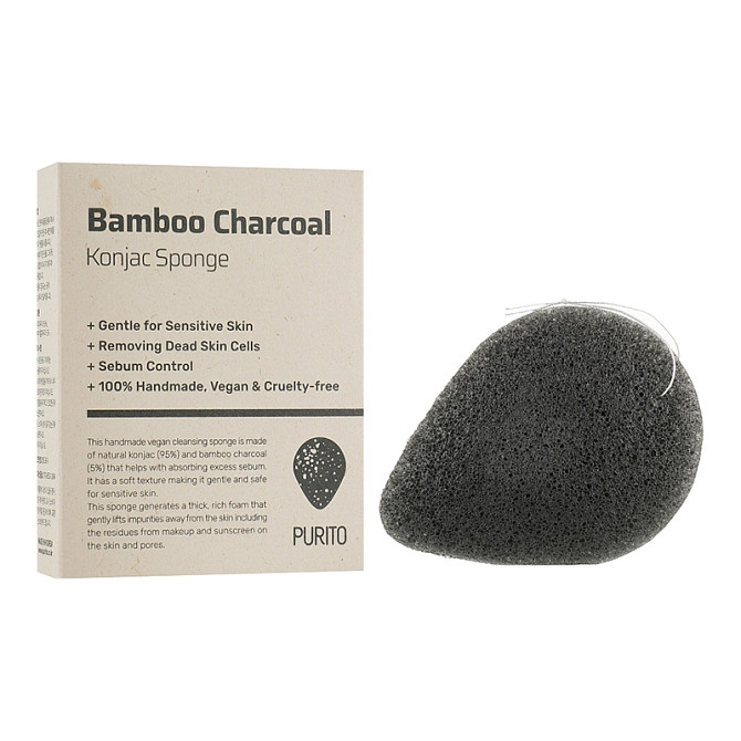 Спонж с бамбуковым углем Bamboo Charcoal Konjac Sponge PURITO Киев - изображение 1