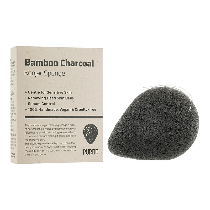 Спонж із бамбуковим вугіллям Bamboo Charcoal Konjac Sponge PURITO Київ - фото 1