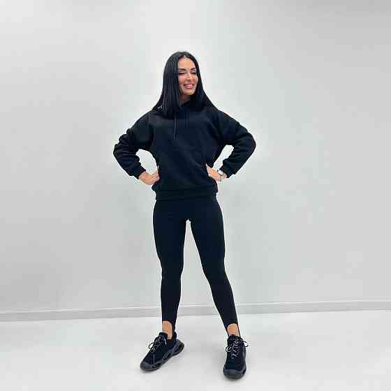 Однотонний батник з капюшоном "Kerry" оптом | Норма і батал Чорний, 42-44 Київ