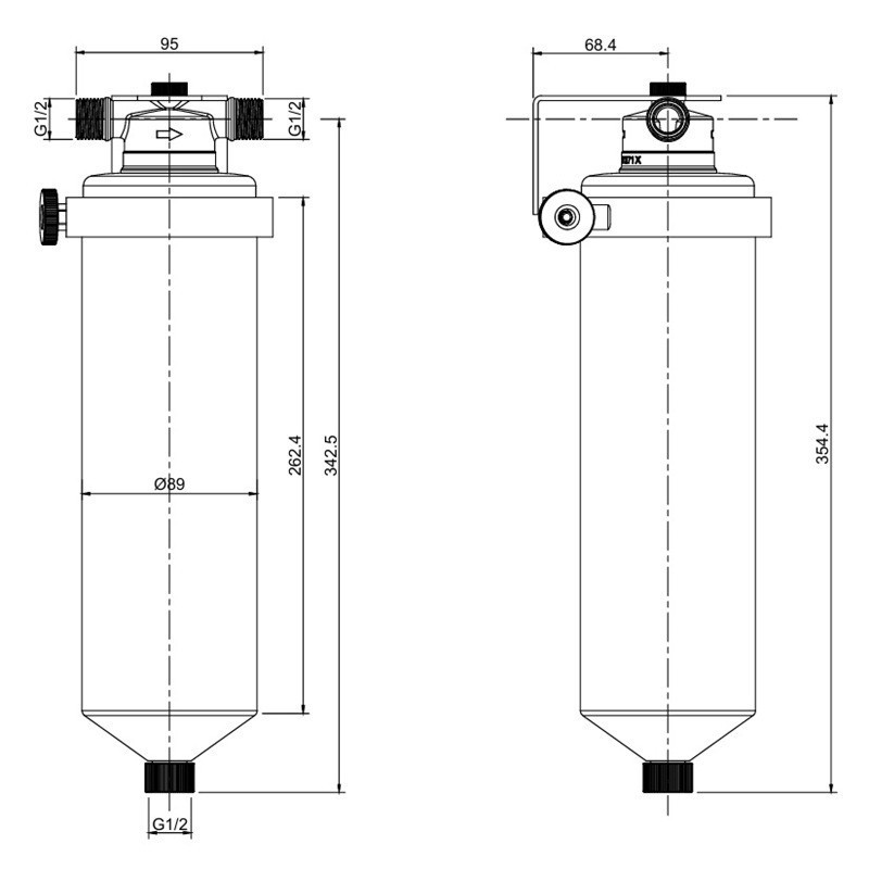 Колба фільтру для води з нержавіючої сталі Koer KV-22-1/2 8 атмосфер 1/2" (KR5874) ( 19020 ) Харків - фото 2