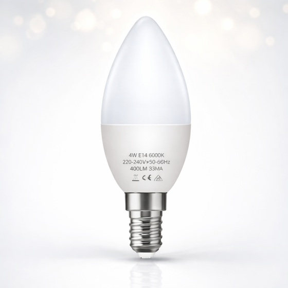 LED лампа-свеча Fulighture E14 C11 4 Вт 400 лм 6000K, аналог 40 Вт, холодный белый свет, 1 шт Киев