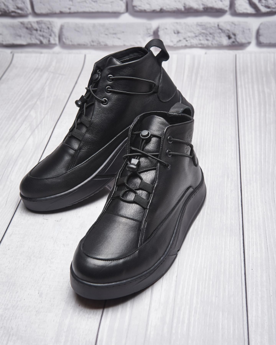 Чоловічі стильні черевики з натуральної шкіри ДЕМИ 999 черная кожа байка Харків - фото 4