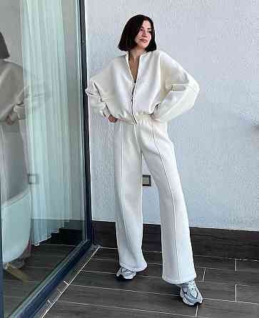 Женский базовый повседневный костюм двойка качественная турецкая двухнить Белый, 42/44 Одесса