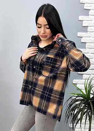 Жіноча тепла сорочка "Elba" оптом | Розпродаж моделі 42-44, Синій+кемел Київ