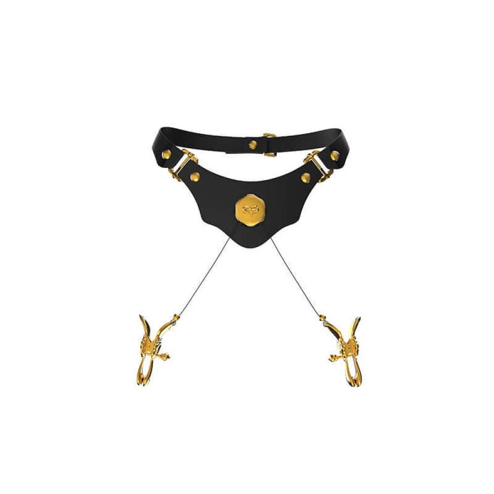 Ошейник черный из кожи UPKO Mystic Bond Collection с зажимами для сосков Sex Aura Киев - изображение 7
