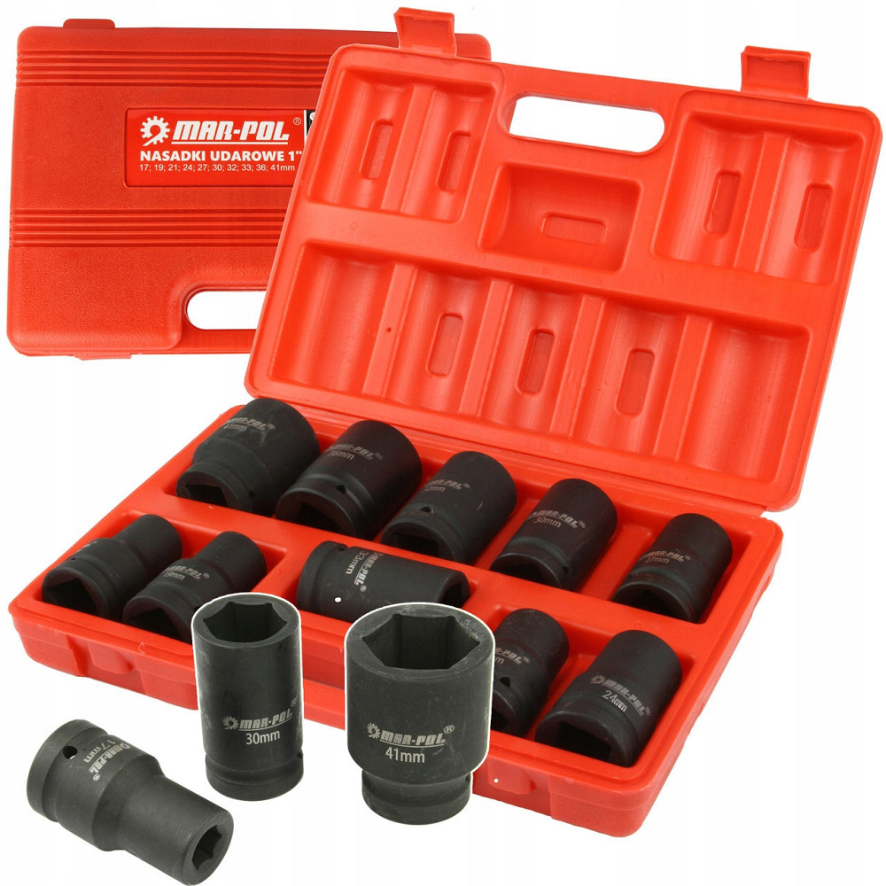 Набор ударных торцевых головок 10 элементов 17-41 мм с кейсом Mar-Pol (M58261) Нововолынск - изображение 1