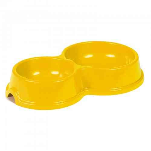 Миска двойная №2 0,25/0,45 л для кошек желтая Киев