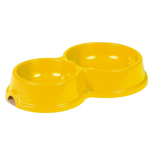 Миска подвійна №2 0,25/0,45 л для котів жовта Київ - фото 1