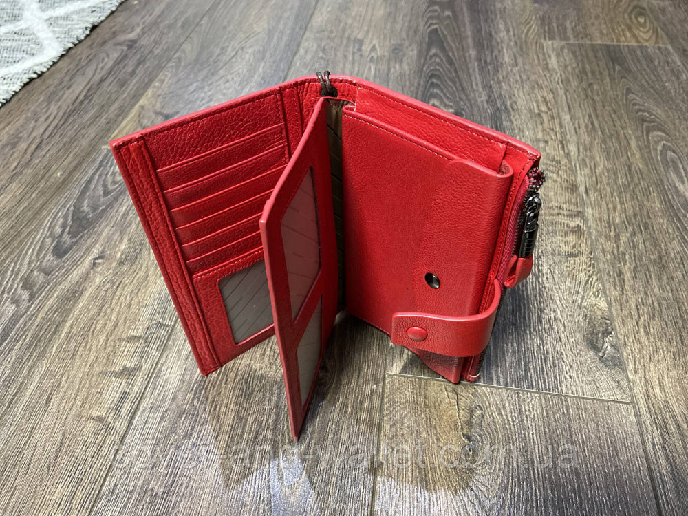 Елітний жіночий гаманець клатч з натуральної шкіри червоного кольору Marco Coverna 1426 Київ - фото 9