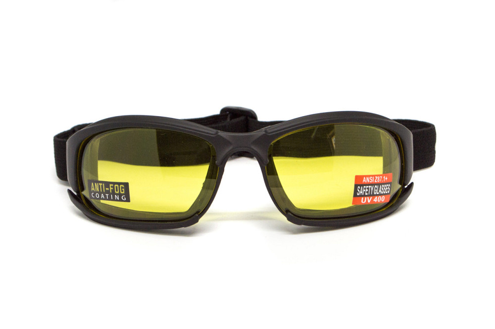 Окуляри захисні з ущільнювачем Global Vision Assault (yellow) Anti-Fog, жовті Київ - фото 6