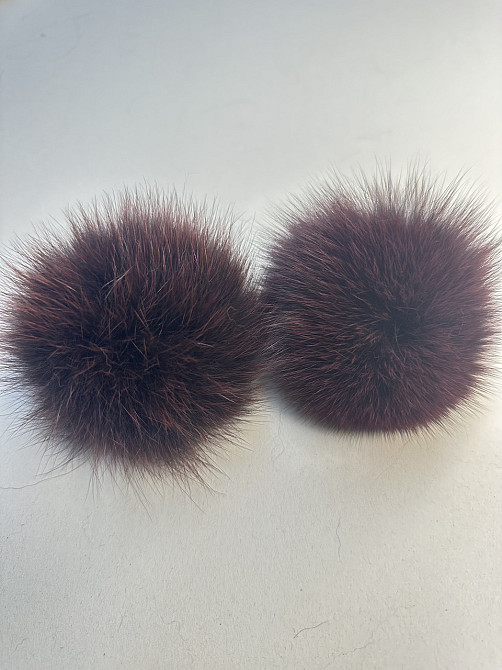 Помпони з натурального хутра песця на шапку 10-12см Бордовий Харків - фото 3