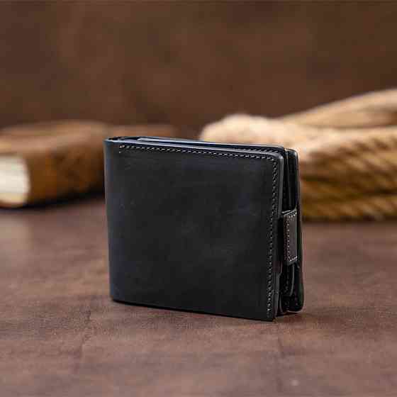 Портмоне горизонтальне Amico на магніті на два відділення матове GRANDE PELLE 11319 Чорне Київ