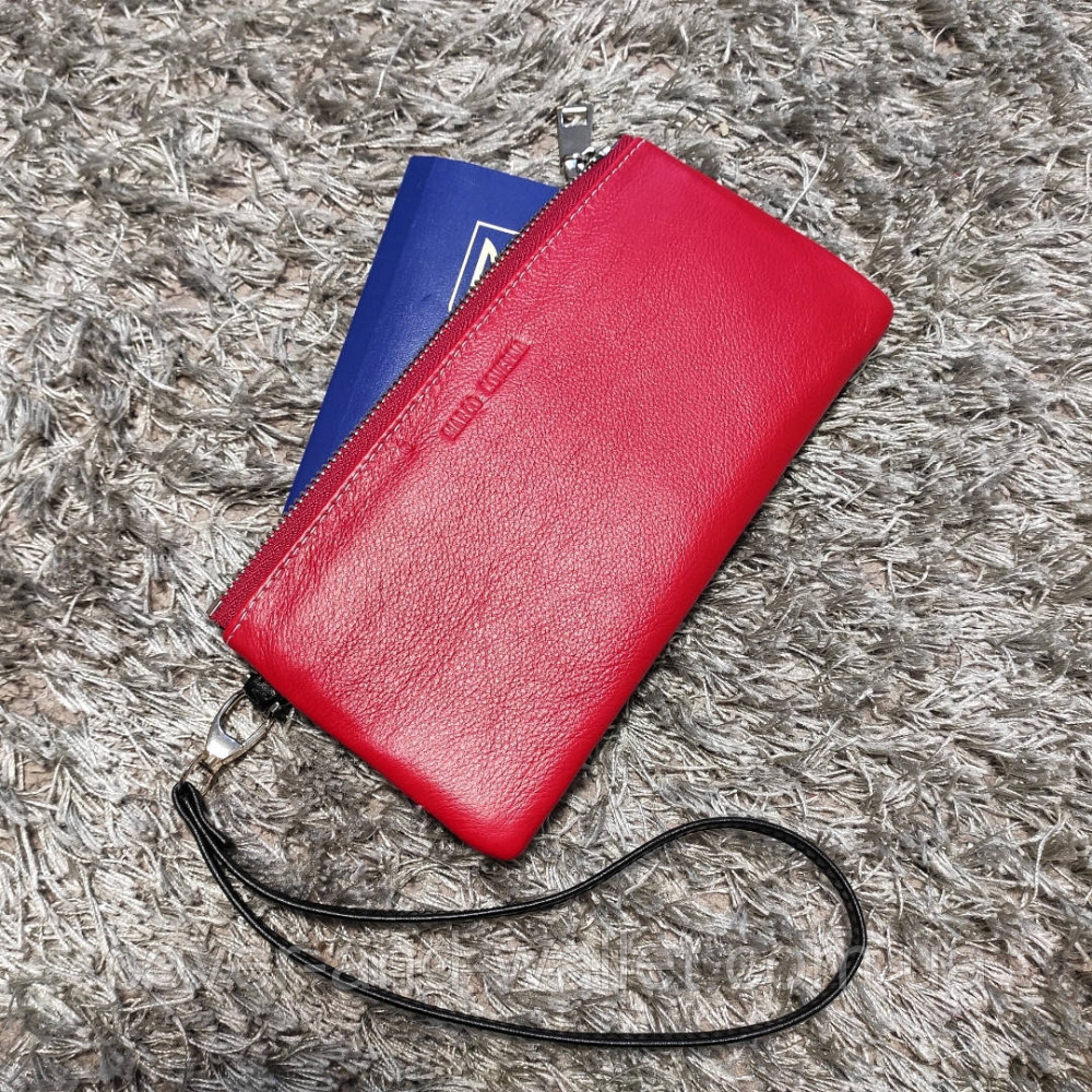 Тонкий кожаный женский кошелек клатч на молнии с ремешком Marco Coverna 88806 Киев - изображение 6