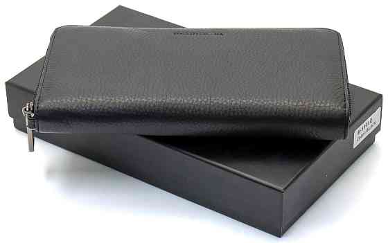 Чорний гаманець-клатч з блоком під картки під однією блискавкою з натуральної шкіри Marco Coverna МС-5901Q Київ