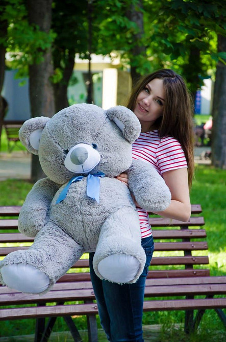 Плюшевий ведмедик М'яка іграшка Томии 100 см Сірий Тернопіль - фото 4