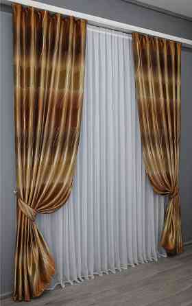 Комплект готових штор VR-Textil Фотоштори двосторонні № 1387ш Коричневий 150х270 см 2 шт (33-0258) Київ