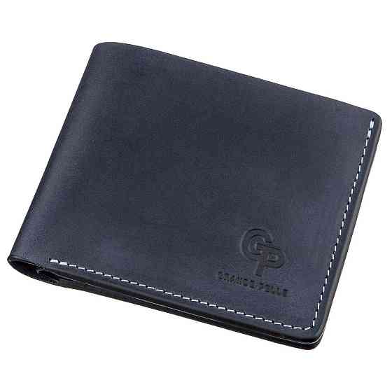 Оригінальна портмоне комбі двох кольорів унісекс на магніті Синє (GRANDE PELLE) Київ